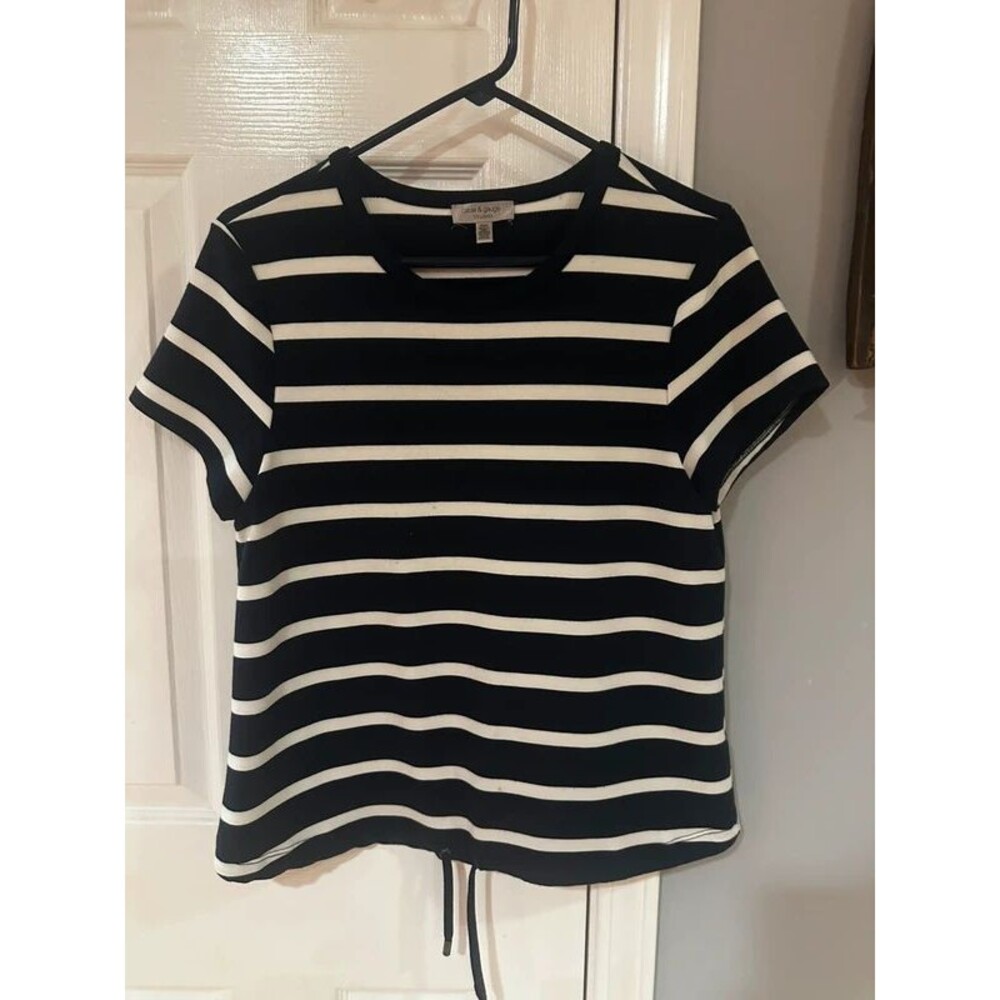 Cable & Gauge Studio Black & White Striped Top Women’s Medium
